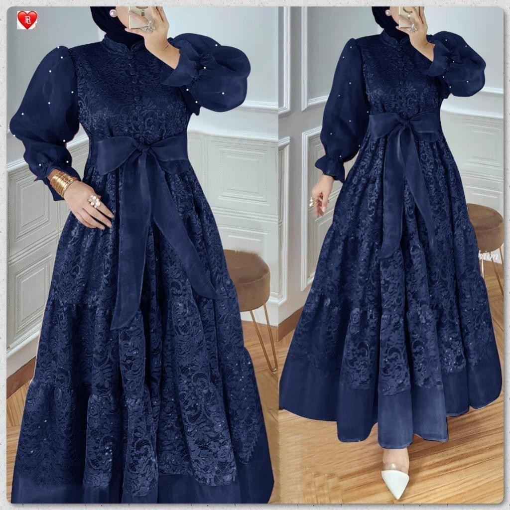 Cuci Gudang Cod Gamis Brukat / Gamis Brukat Kombinasi Organza Mutiara / Gamis Organza Kombinasi /