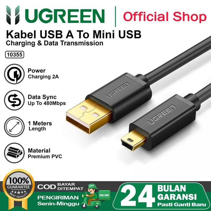 UGREEN Kabel Data Mini USB 5 Pin to USB 2.0 for Harddisk 10355 - 10355 USB A