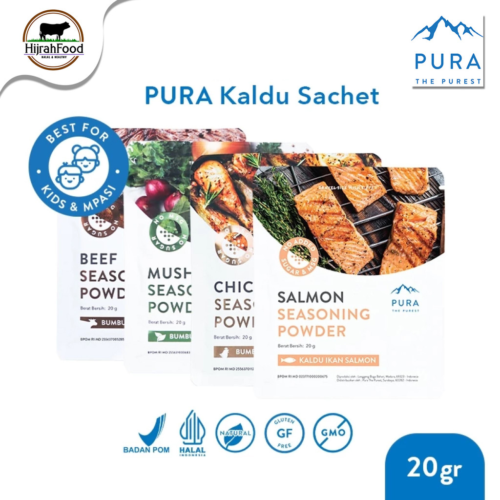 

Hijrahfood Depok - Pura Stock Powder | Bumbu Kaldu Asli Non MSG Ayam / Sapi / Salmon - 20 gram