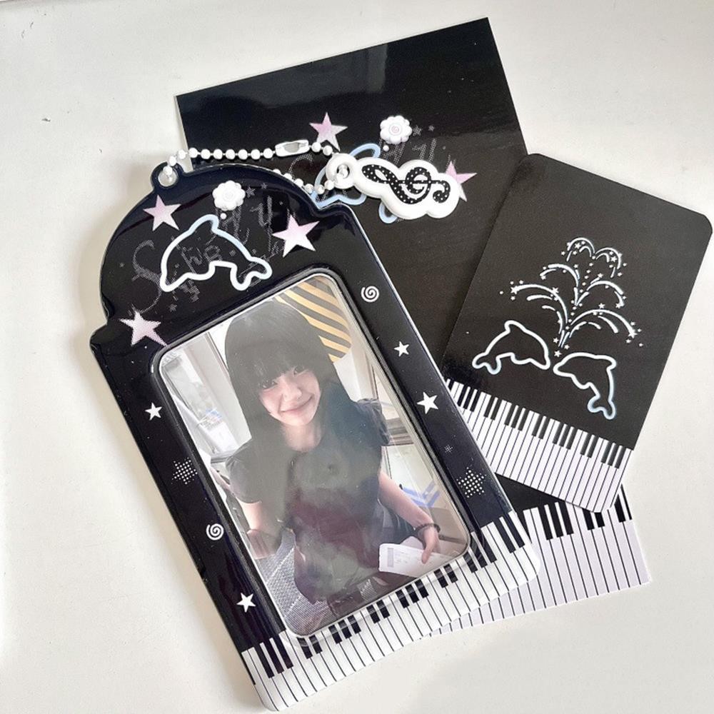 Black White Photocard Holder Gothic Style 3 Inch PVC K-Pop Photo Card Holder Classical Korean Anime 