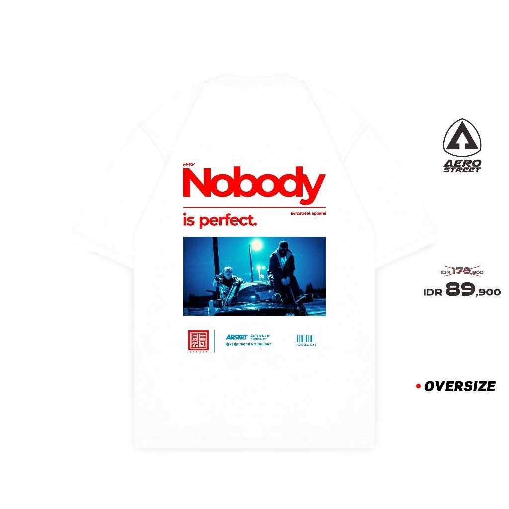 (COD) Aerostreet Aerostreet T Shirt Oversize Nobody Is  Perfect Putih Kaos FBDAA