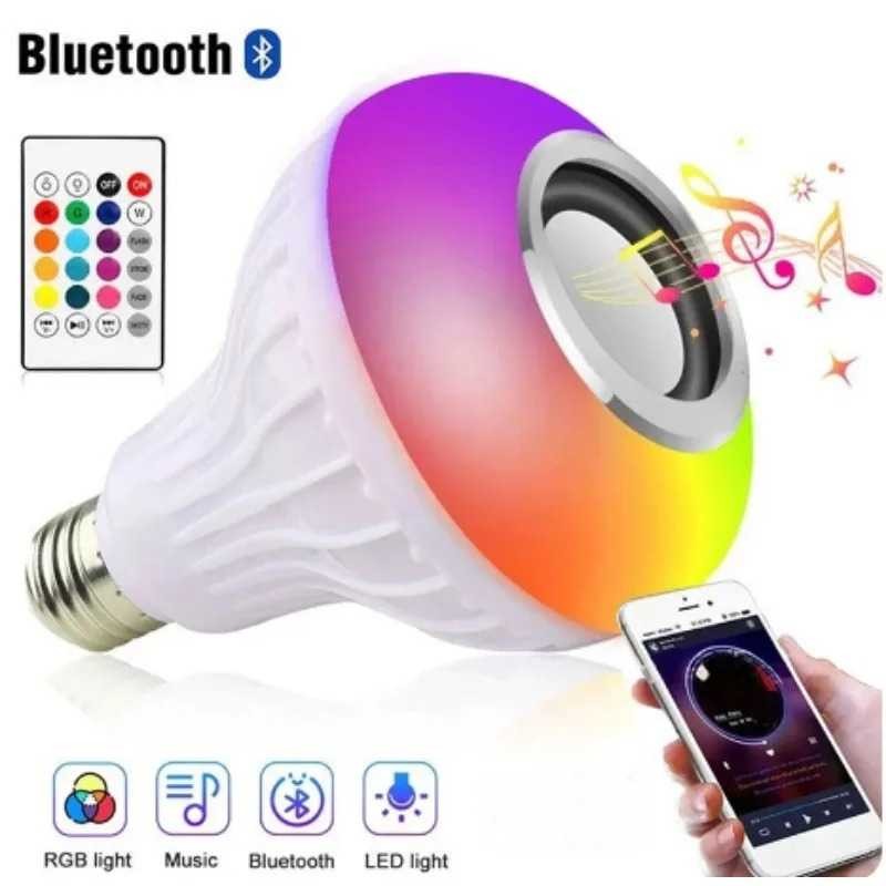 Lampu Bohlam LED Smart Bulb Bluetooth Speaker RGBW E27 Remote App Kontrol Musik Warna Dekorasi Rumah
