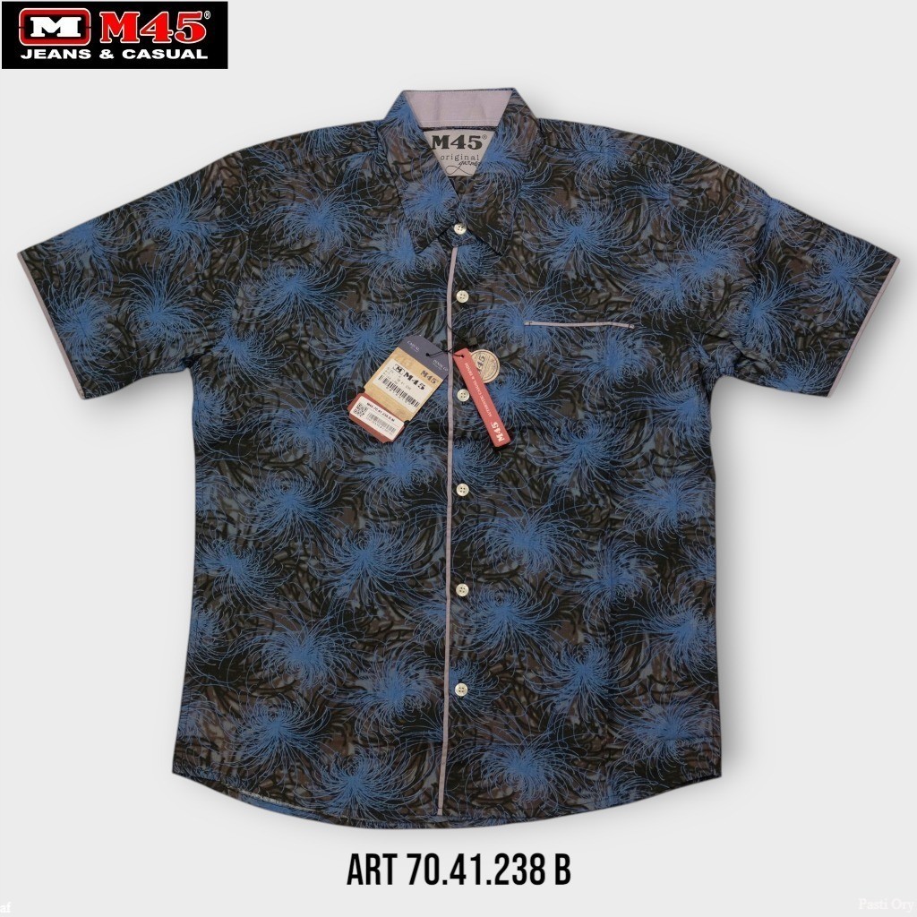 Kemeja Pria SLIM FIT M45 Original Motif Abstrak Swirl / Kemeja Cowok Printing Casual Unik - 70.41.23
