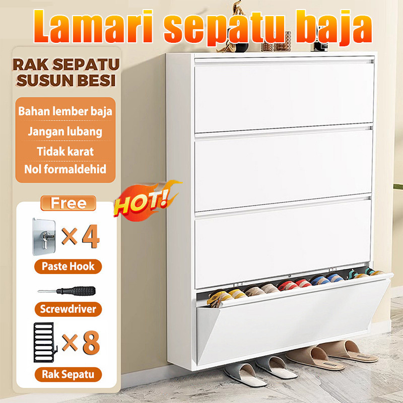 RAK SEPATU BESI LEMARI SEPATU SUSUN TERTUTUP RAK SEPATU BESI KUAT TEBAL RAK SEPATU BESI