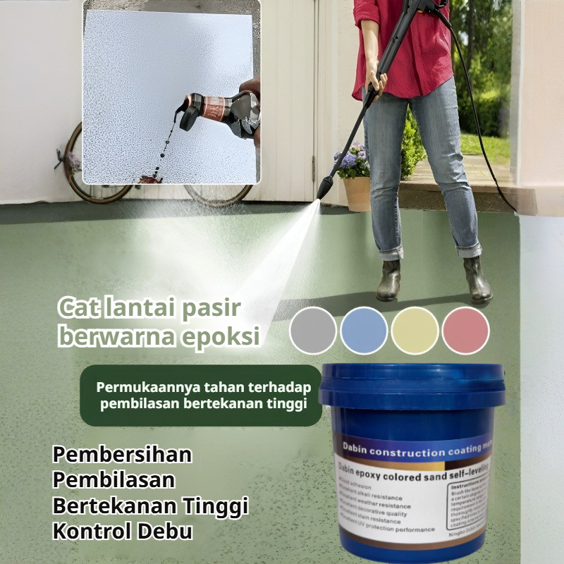 【Kirim dalam 24 jam】Cat Lantai + 1 Ember Bahan Pengeras + 1 Scraper/Epoxy Lantai/Cat Lantai Epoxy/Ca
