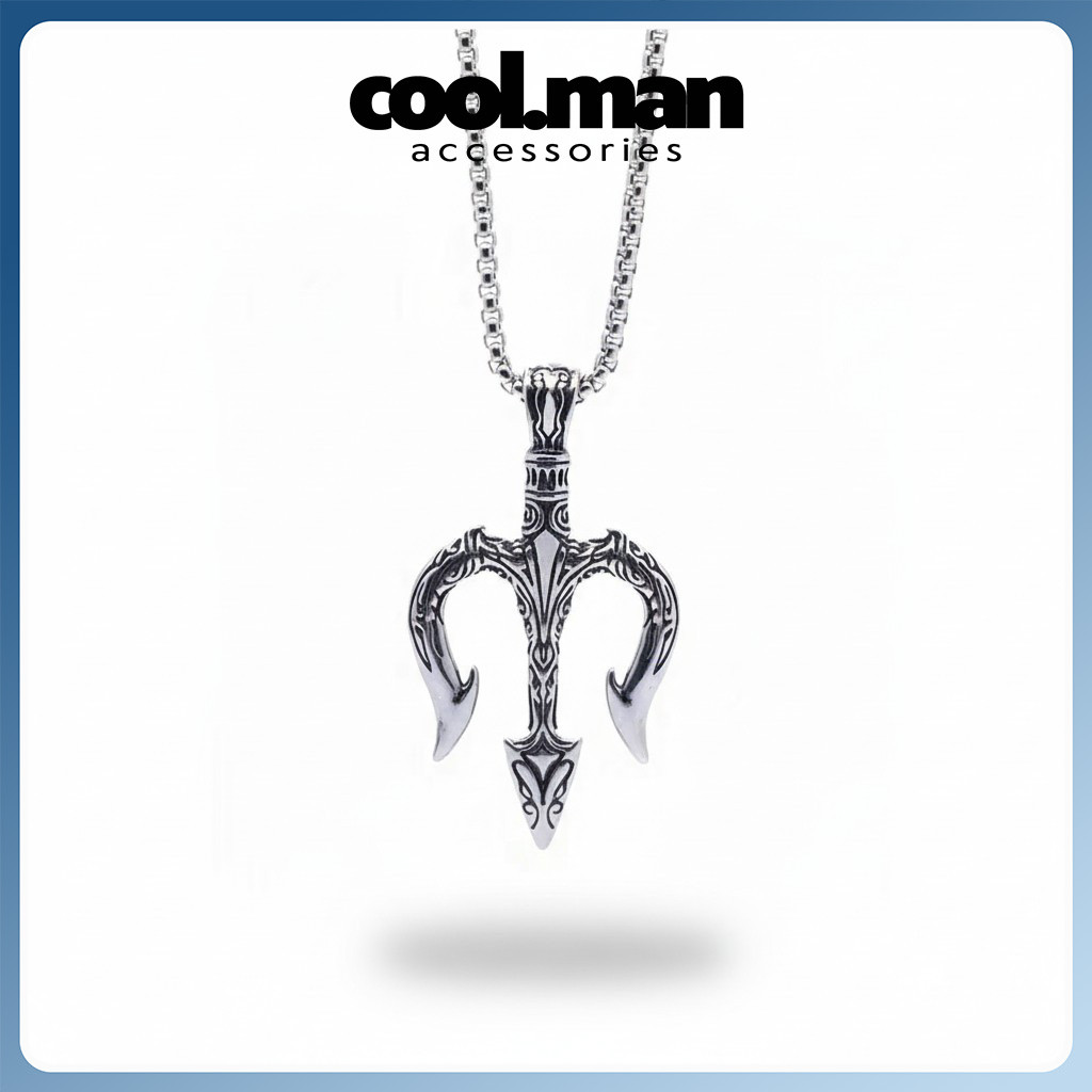 Kalung Liontin Trisula Stainless Steel Pria Wanita Gothic Tribal