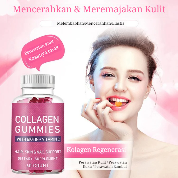 【Glowing Skin & Vitamin Boost】Collagen Gummy Bear dengan Multivitamin & Whitening/Perawatan Kulit Se
