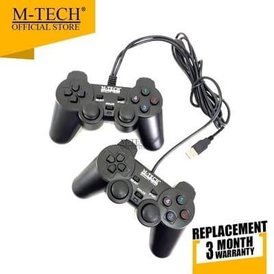 STIK M-TECH Gamepad Stick Stik DOUBLE Getar Hitam Original USB PC Laptop PS