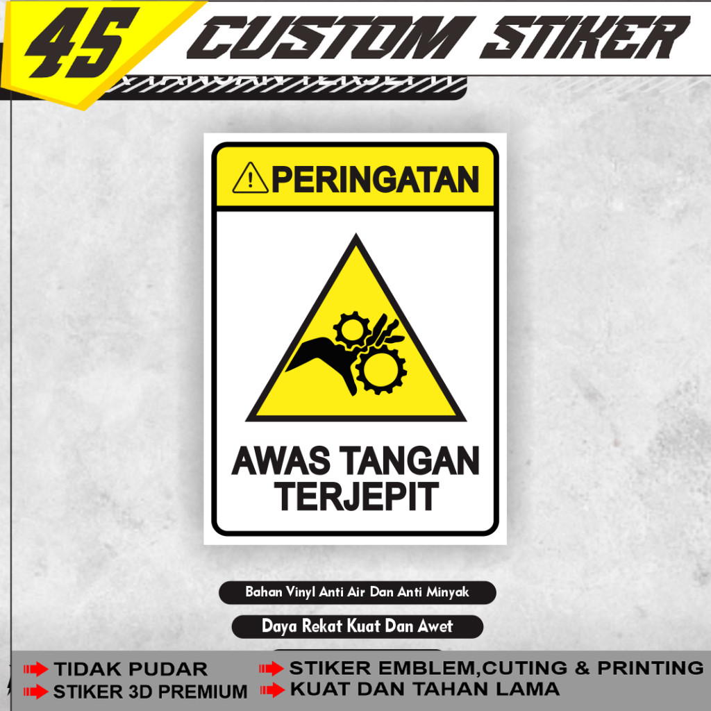 Stiker Peringatan Awas Tangan Terjepit / Sticker Awas Tangan / Sticker Safety
