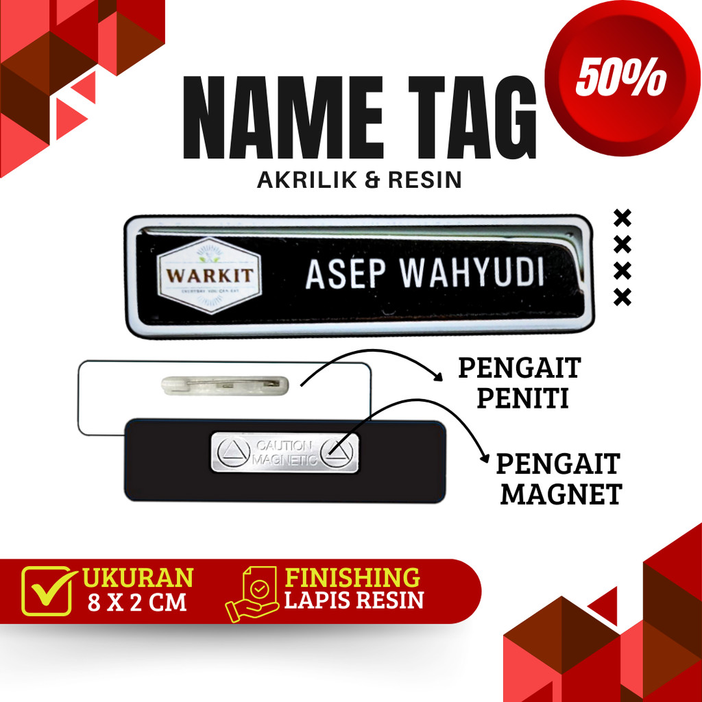 SEHARI JADI Name Tag Tebal 3 mm Nama Dada Papan Nama Grafir Gravir Gravier DOFF Laser MURAH( Nametag