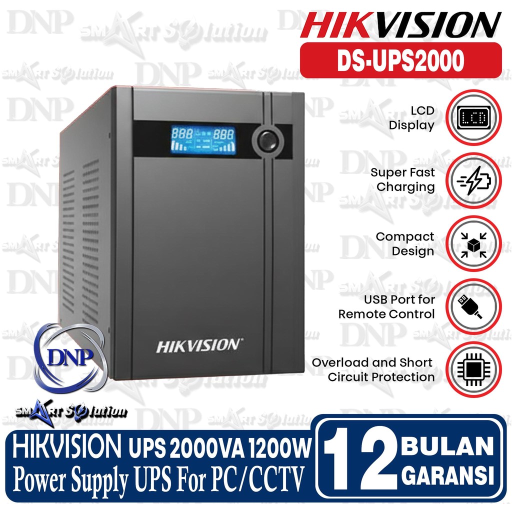 HIKVISION DS-UPS2000 2000VA 1200W POWER SUPPLY UPS FOR PC / CCTV