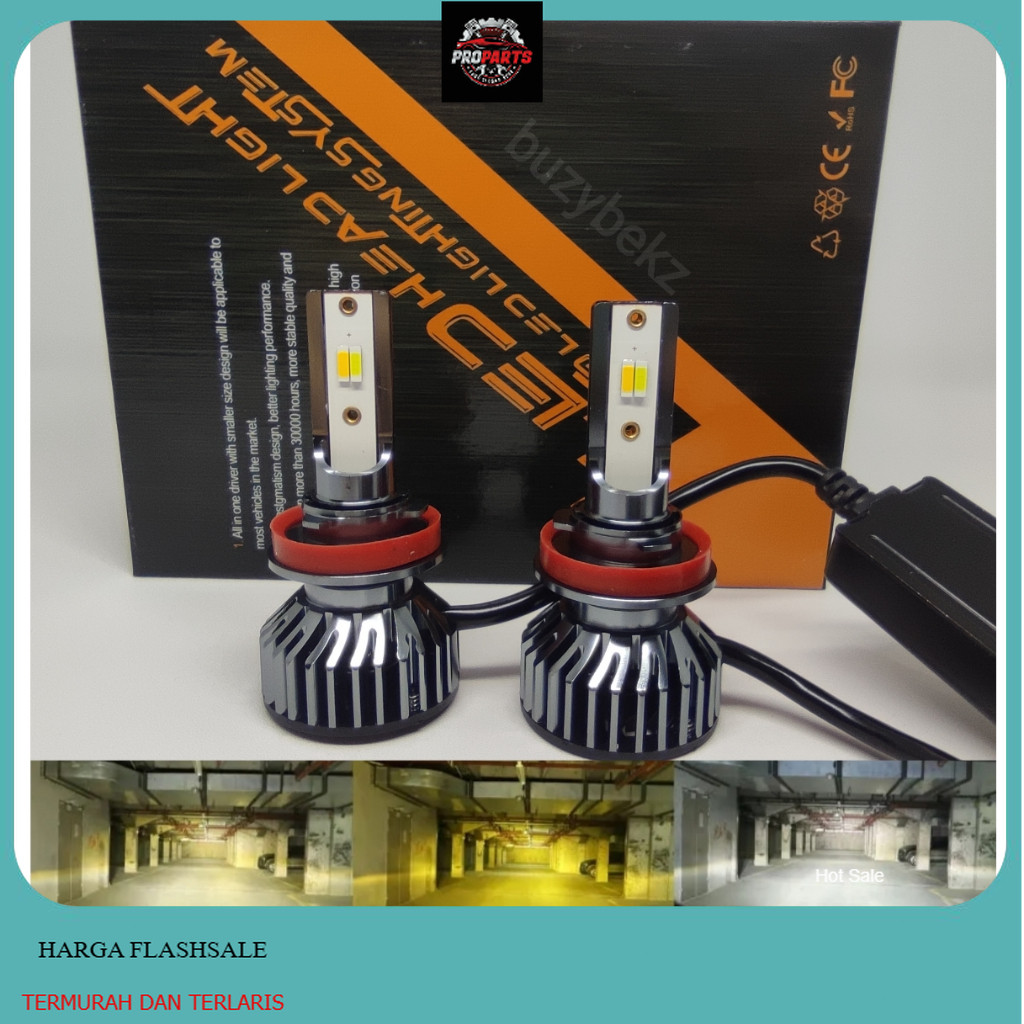 BZL LAMPU LED HEADLAMP FOGLAMP H4 H11 H8 H16 H9 H1 H7 HIR2 TIGA 3 WARNA TRICOLOR PUTIH KUNING 3000K 