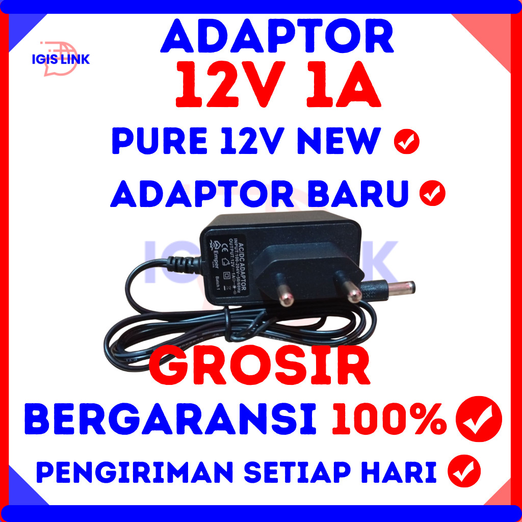 GROSIR ADAPTOR 12V 1A ZTE UNTUK CCTV STB IPCAM ONU ONT MODEM BUKAN BEKAS BARU COCOK ALL POWER DC