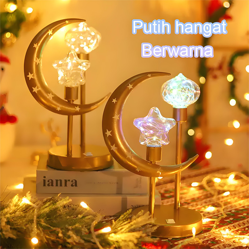 Lampu Meja Hias LED Bulan Bintang Decorative Lampu Hias LED Motif Bulan Bintang LED Lampu Bulan Bint