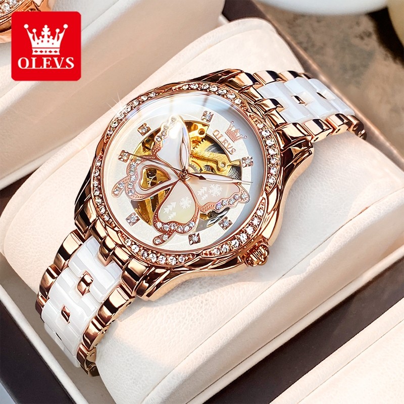 OLEVS Jam Tangan Automatic Wanita Original Anti Air Keramik Mewah Women Watch Cod