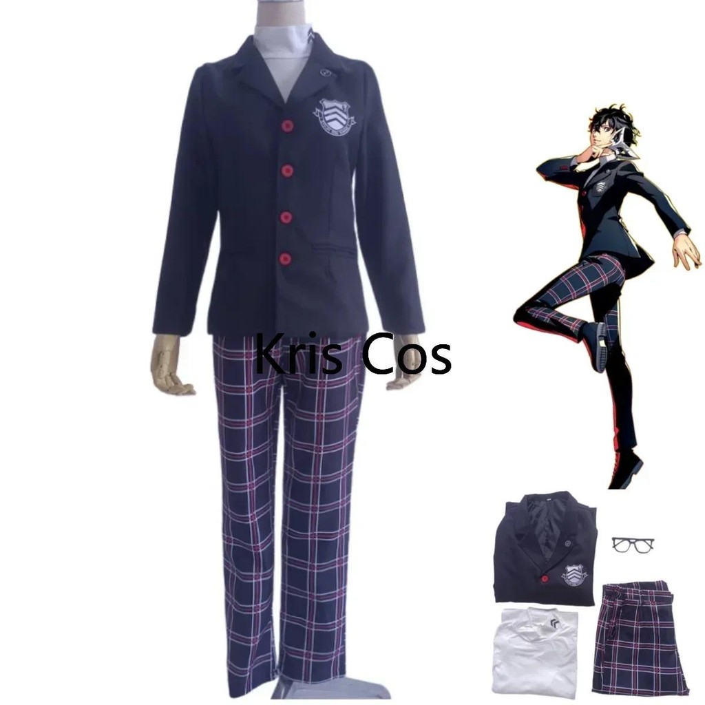 Anime Game Persona 5 Amamiya Ren Cosplay Costume P5 JOKER School Uniform Coat Shirt Wig Adult Man Ha