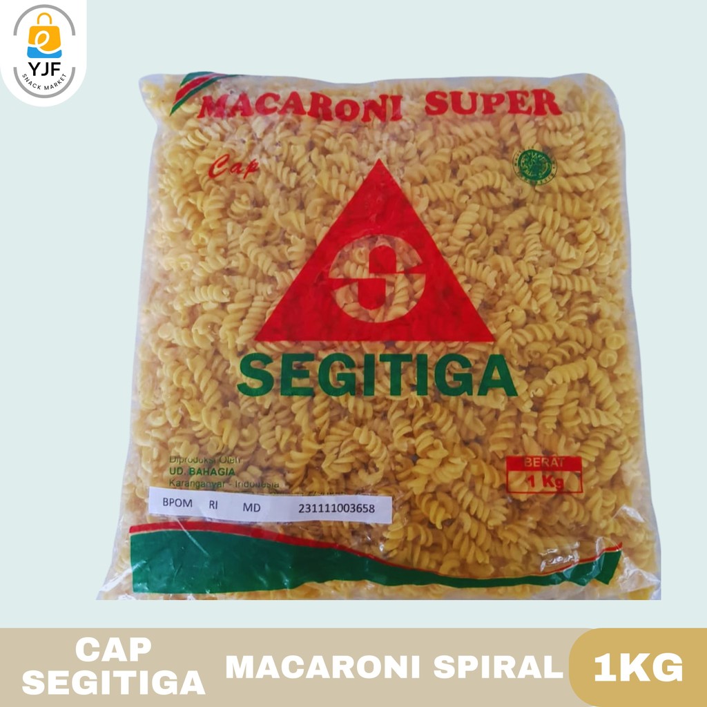Cap Segitiga Macaroni Spiral 1KG / Makaroni Spiral / Makaroni Mentah / Makaroni Goreng