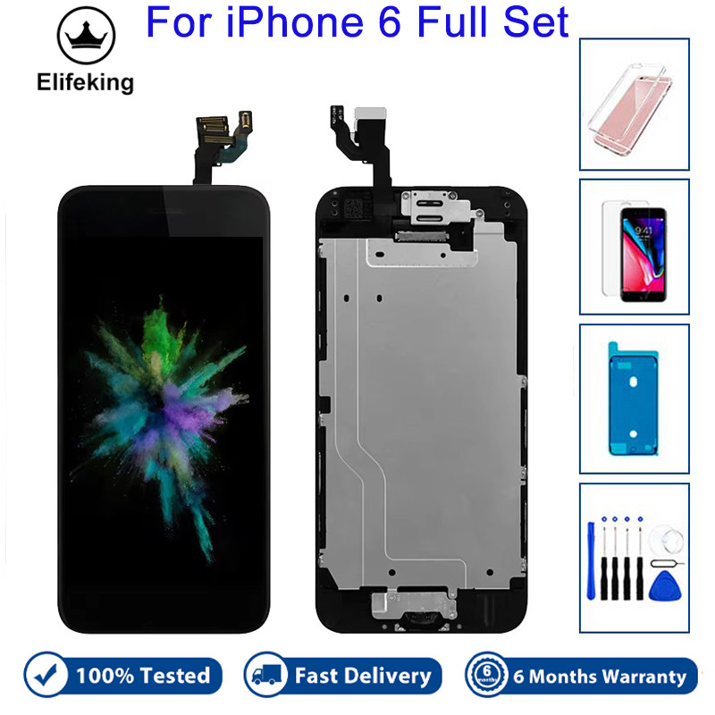 Full Set LCD For iPhone 6 A1586 splay Tou Screen gitizer Assembly 6G Ecran Replacement With Home But