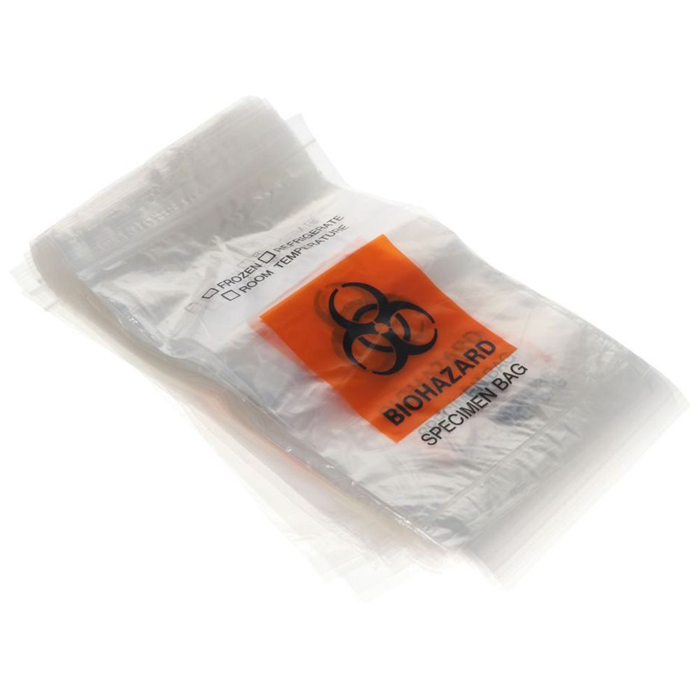 100pcs Biohazard Specimen Bags 6x9.8in/15x25cm Laboratory Sample Bag with Biohazard Logo Printing Bi