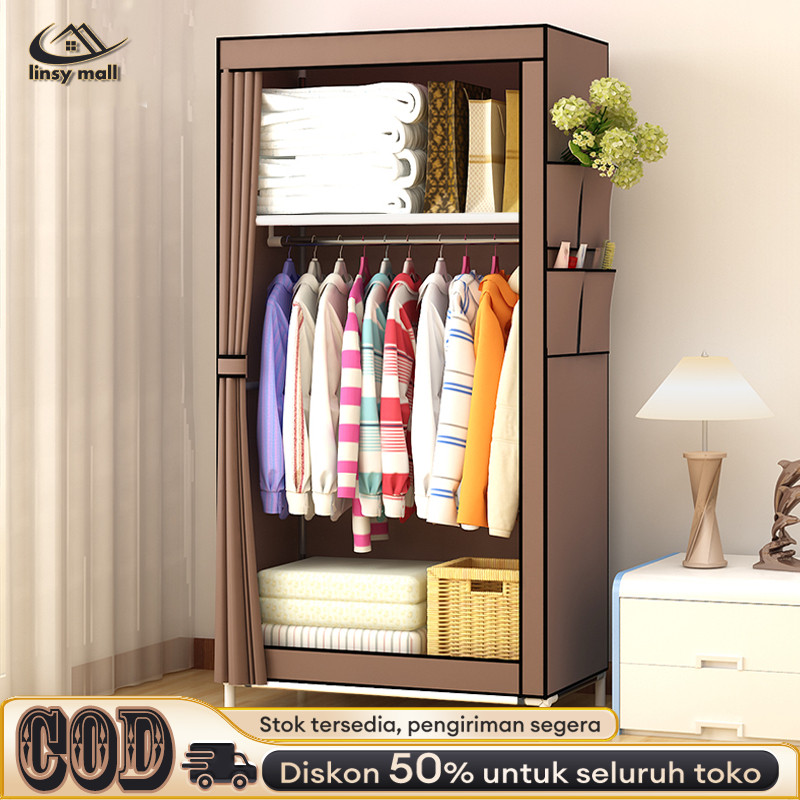Lemari Pakaian Portable Single Lemari Kain Portable Resleting Lemari Pakaian Minimalis