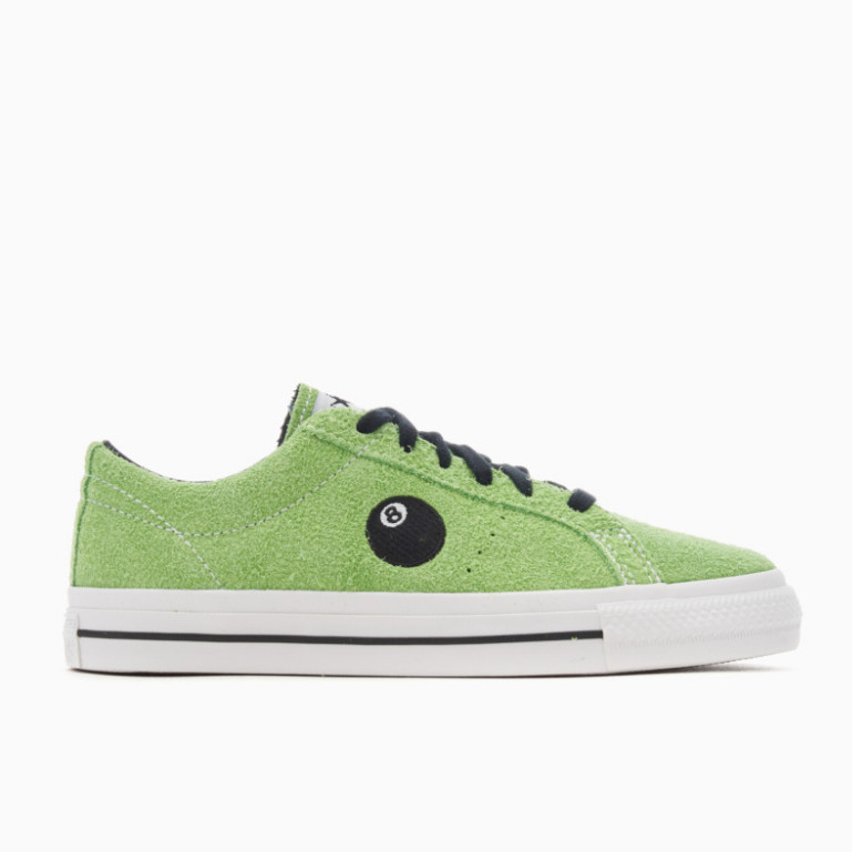 Converse X Study One Star Pro Ox "8 -ball" Green Flash White Black Authentic 100%