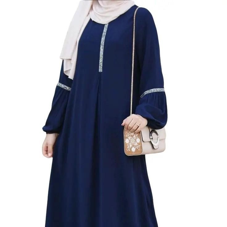 new gamis dress pita gamis pesta muslimah kekinian  Navy blue Muslim Balon Cantik Polos Hitam Cokela