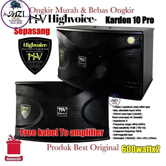 Speaker Karaoke 10 inch Highvoice Kardon 10 pro Sepasang Super Vokal bass original