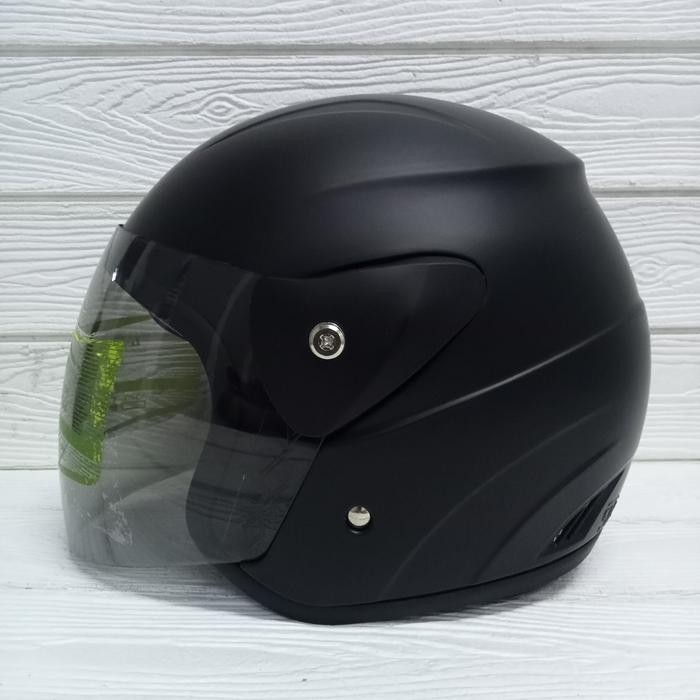 HELM EVOLUTION POLOS HITAM BLACK DOFF HALF FACE MODEL GM EVO - BLACK DOFF by Inspire id