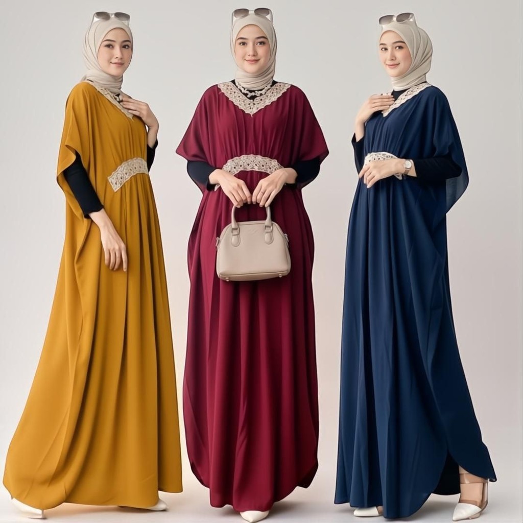 Zulfa Kaftan Wanita Renda Arabian Crinkle Airflow Premium Jumbo Gamis Bigsize Kekinian LD 160 cm