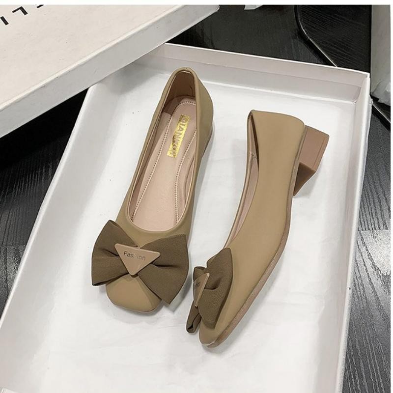 beige sepatu flat shoes wanita hak 2cm korean style kekinian flat shoes empuk jelly lucu aesthetic p