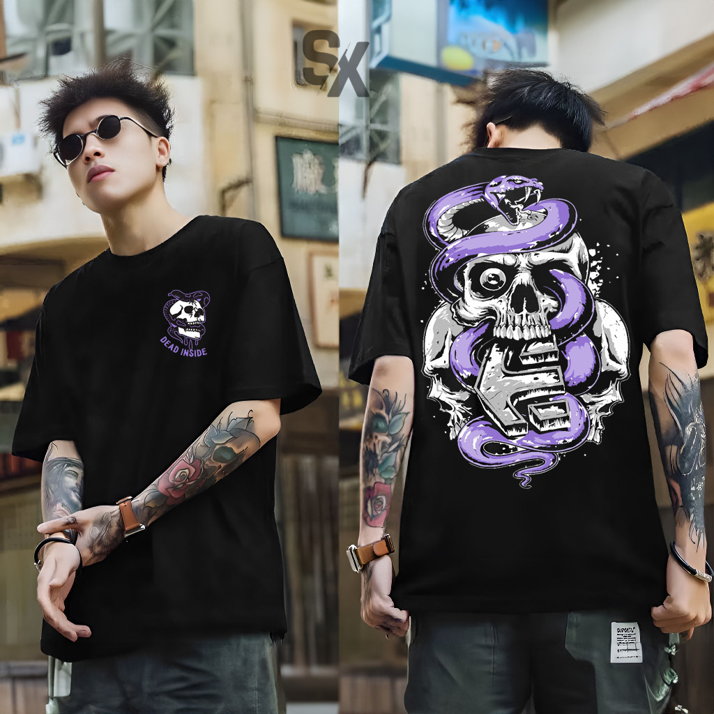 Harajuku Hip Hop SIX DISTRO KAOS DISTRO T-SHIRT DEAD INSIDE/KAOS SABLON LENGAN TRENDY KEKINIAN/KAOS 