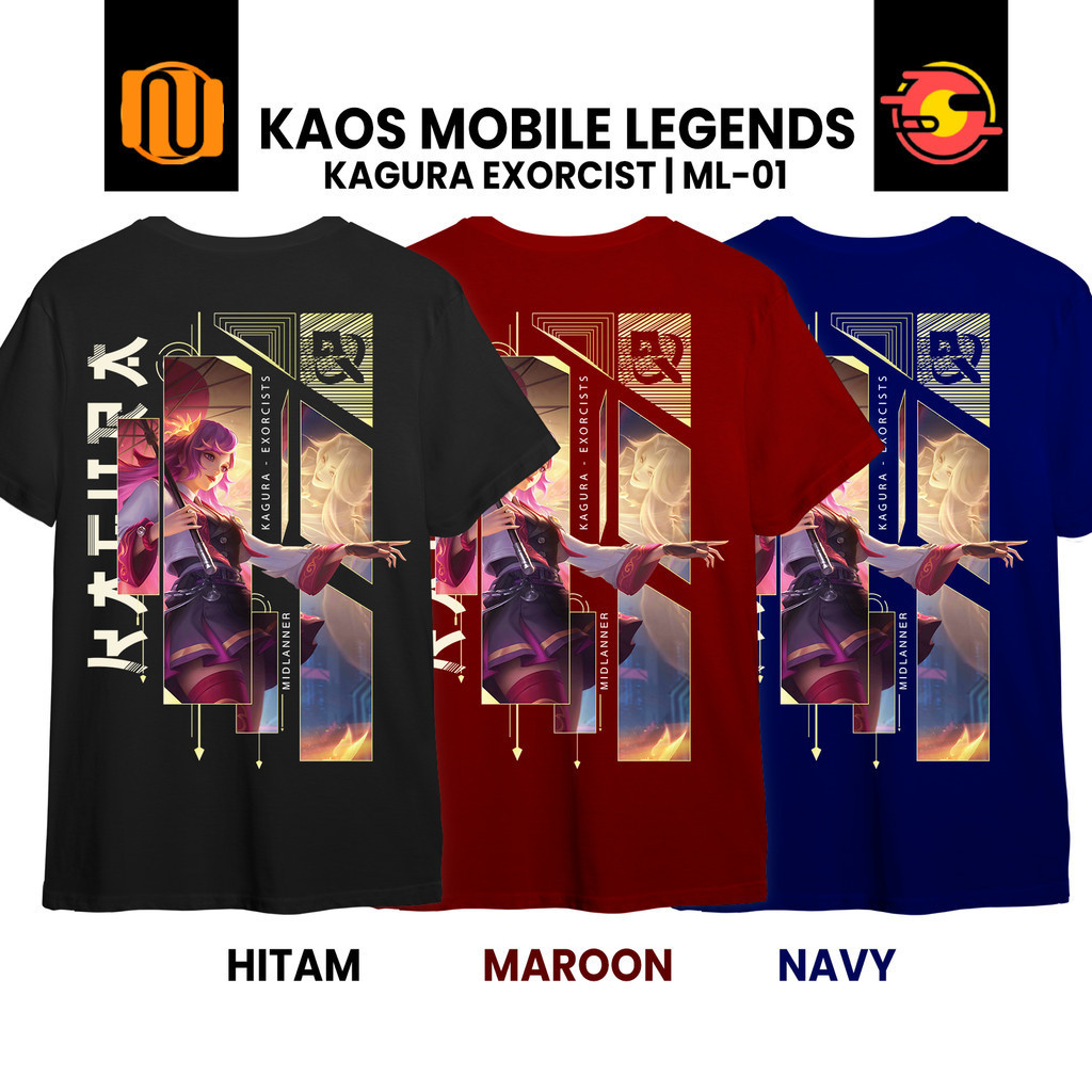 Kaos KAGURA EXORCIST Mobile Legend Mage ML MLBB Lengan Pendek Hitam   Pria Wanita