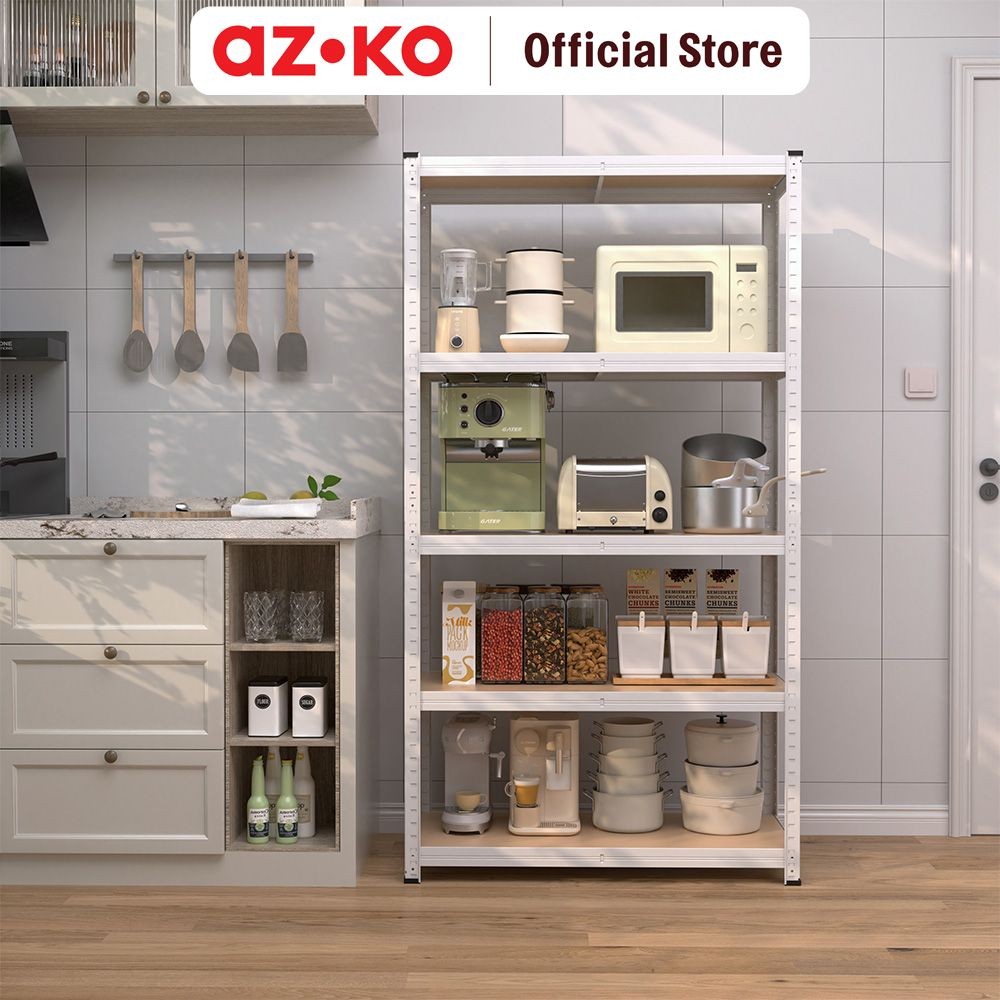 AZKO Krisbow Rak Besi Tingkat - Putih Storage Rack Metal Tempat Penyimpanan Serbaguna Rak Barang Org