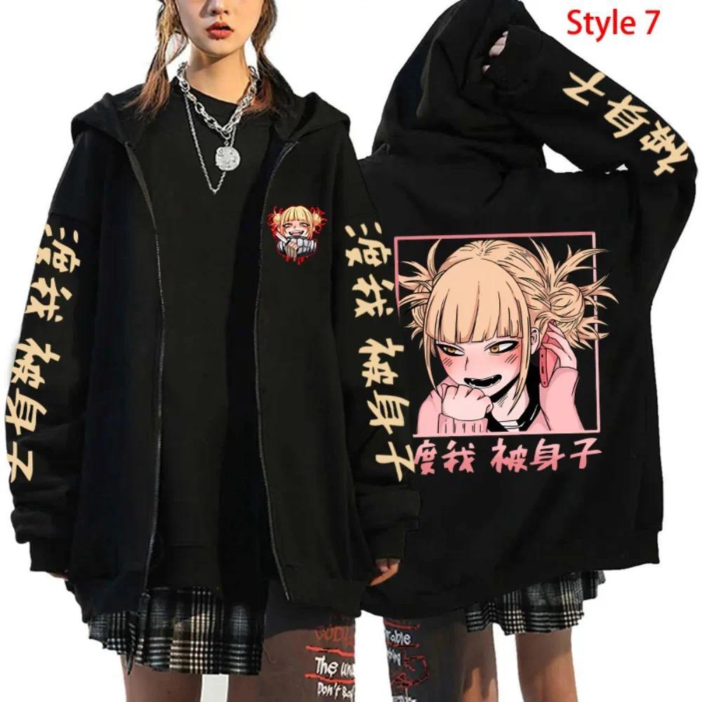Jaket hoodie Himiko Toga Anime Cosplay Pullovers Tops Zipper Hoodie