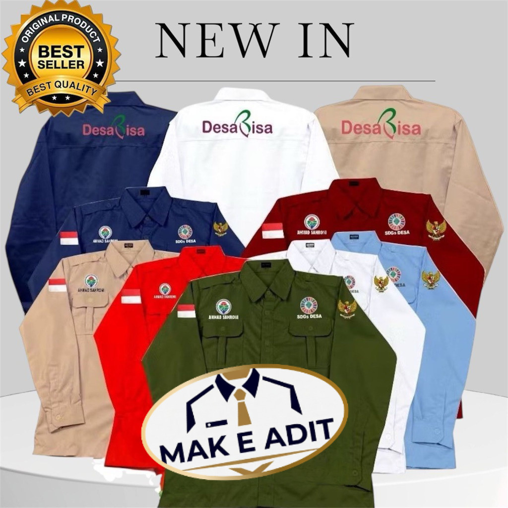 kemeja SDGs kemendes full bordir BAJU SDGs desabisa terbaru  gratis nama lengan panjang l2