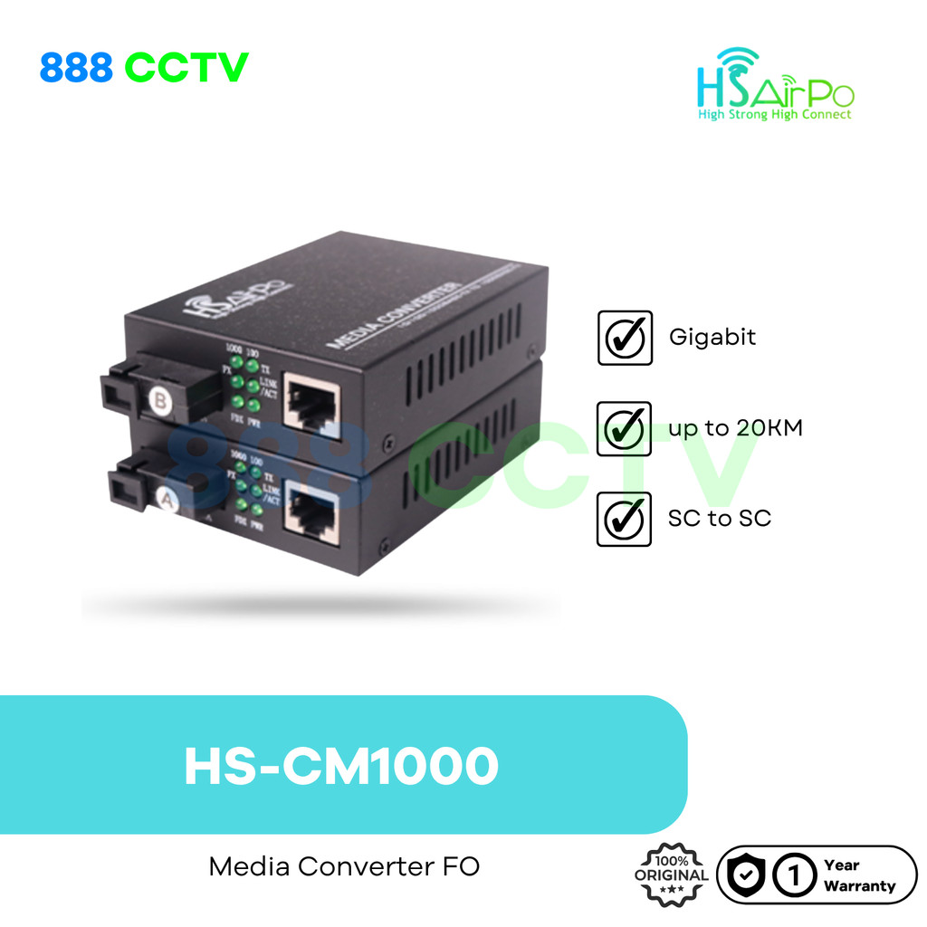 HSAIRPO HS-CM1000 Gigabit FO Ethernet Media Converter