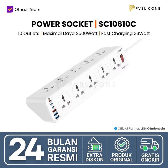 Stop Kontak LDNIO SC10610 [10 OUTLETS Power Socket 5USB +PD QC 3.0] - SC10610C