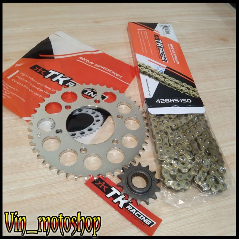 gear set scorpio TK racing original 428 rantai TK Racing gold 428HS