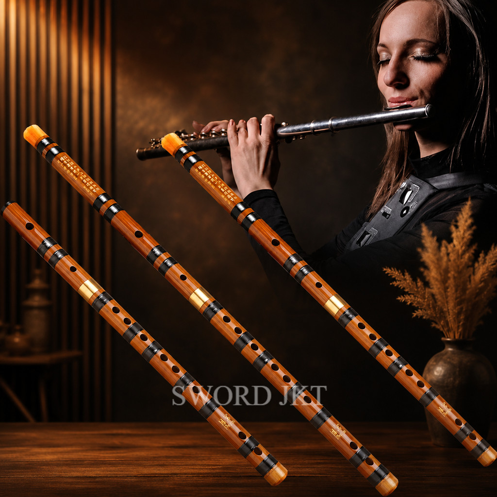 Seruling Bambu Tradisional Alat Musik Tiup Kayu Suling Sopran Nada C D Kunci Tiupan Kayu Handmade Sa