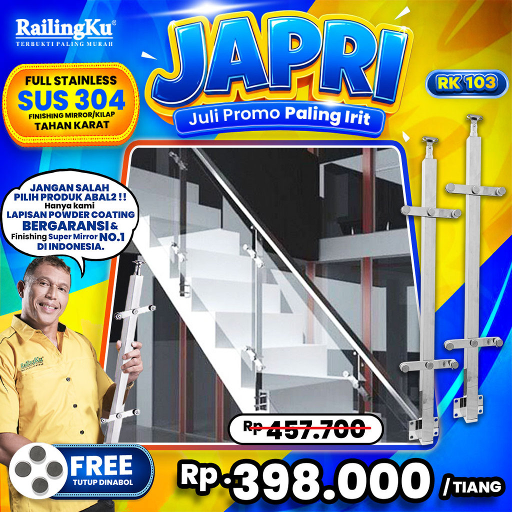 Railing Tangga Stainless Hollow Tiang Railingku [SEJUTA] RK 103