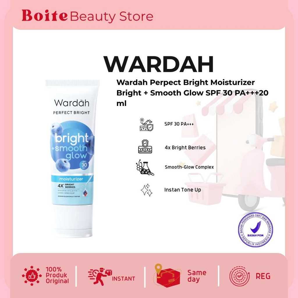 Wardah Perpect Bright Moisturizer Bright + Smooth Glow SPF 30 PA+++20 ml