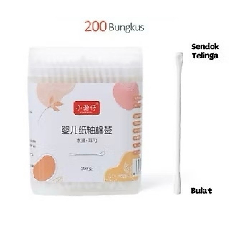 Cotton Bud 200 pcs bentuk bulat dan sendok cotton bud kucing anjing