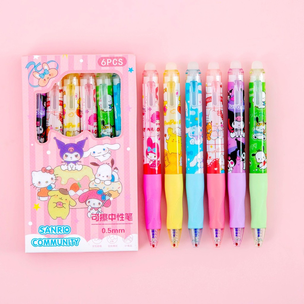 

PULPEN GEL MEKANIK 1 SET ISI 6PCS MOTIF SANR10 KAWAII YANG BISA DIHAPUS TINTA HITAM 0,5 MM