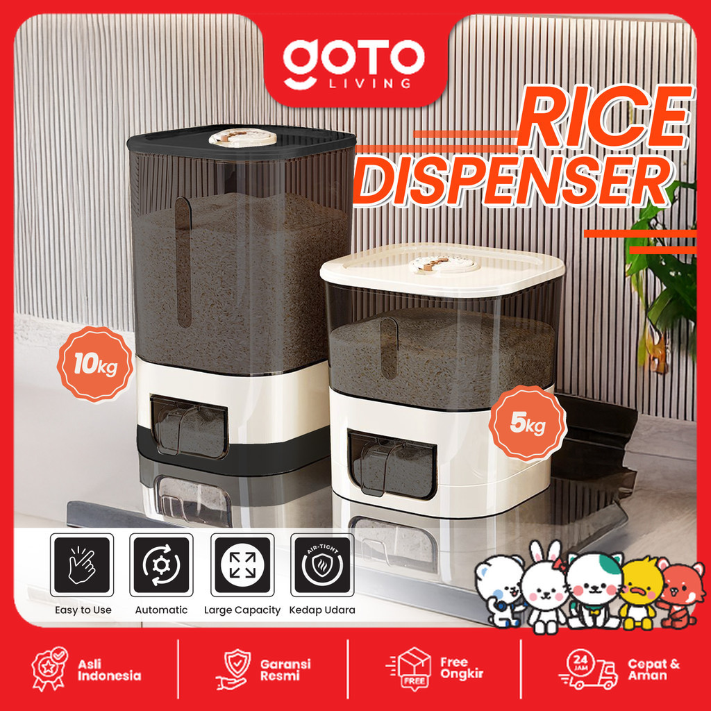 Goto Graina Rice Dispenser Tempat Beras Otomatis Anti Kutu 5kg 10kg