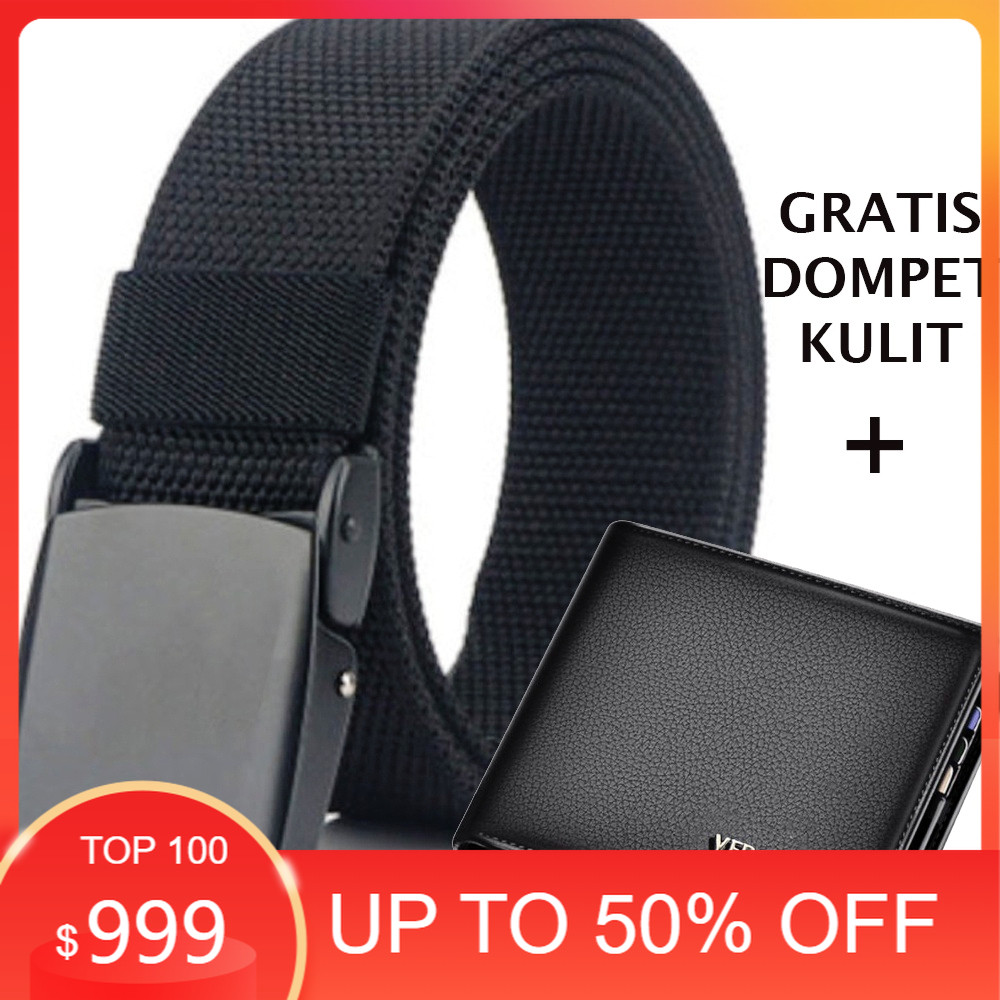 Ikat Pinggang Pria Anti X-Ray ( bonus dompet)Gesper Sekolah Kuliah dan Kerja Sabuk Outdoor Ikat Ping