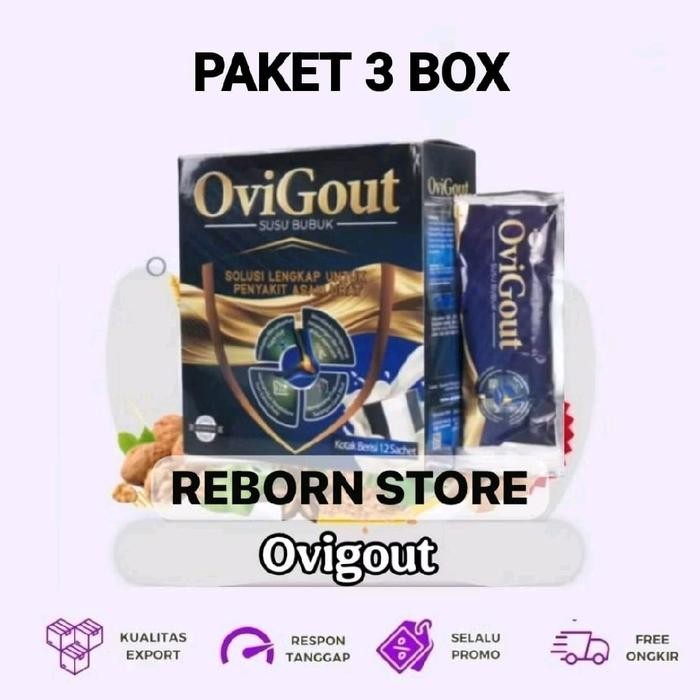 

PROMO PAKET 3 BOX OVIGOUT Asli HALAL ( 12 Sachet ) Susu Bubuk Herbal Mengobati Asam Urat Kolesterol Nyeri Sendi Tulang Rematik 100% Original