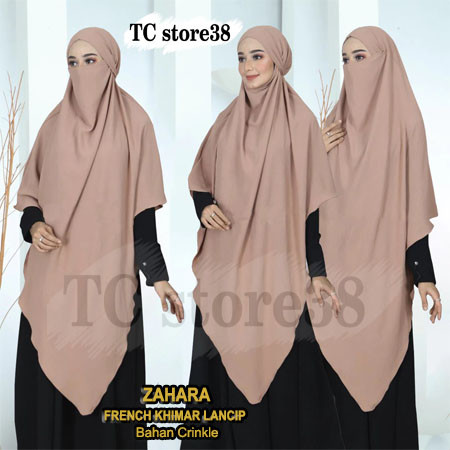 French Khimar Crinkle Jumbo Zahara Cutting Lancip V Cadar On Pola