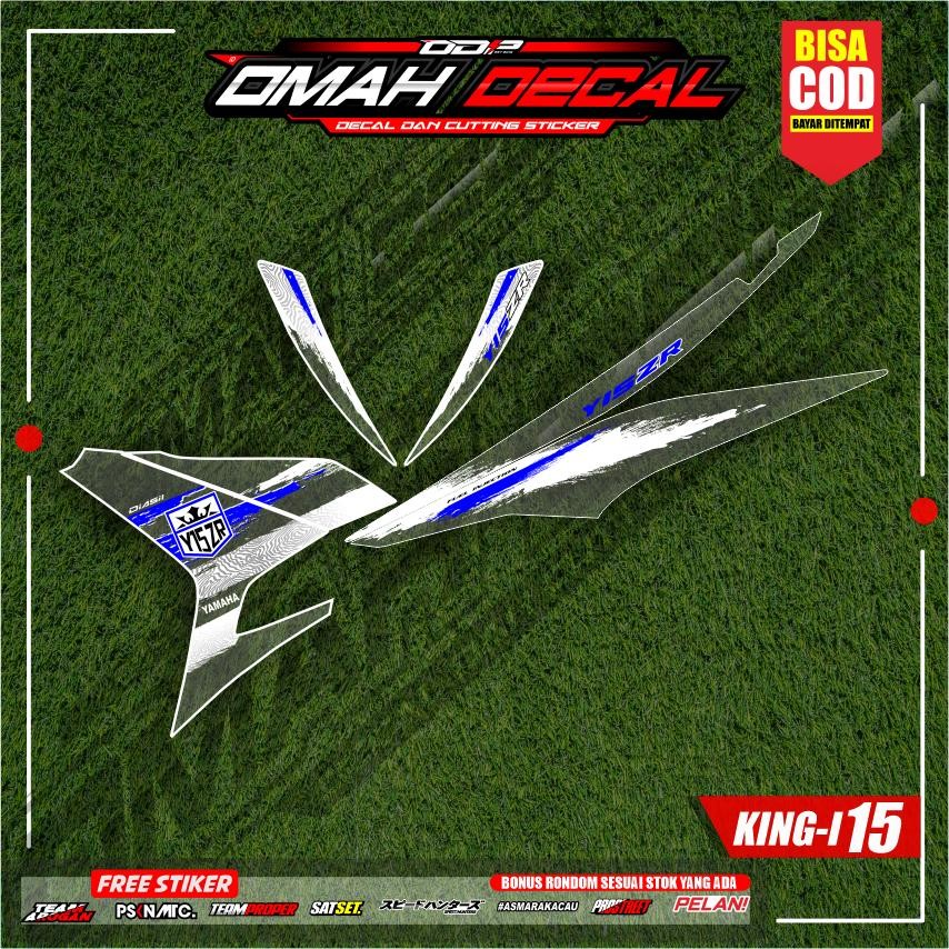 Striping MX KingY15ZR Transparan Bahan MaxDecal Model Minimalis Warna Biru|Putih Ready Stok KING-I15