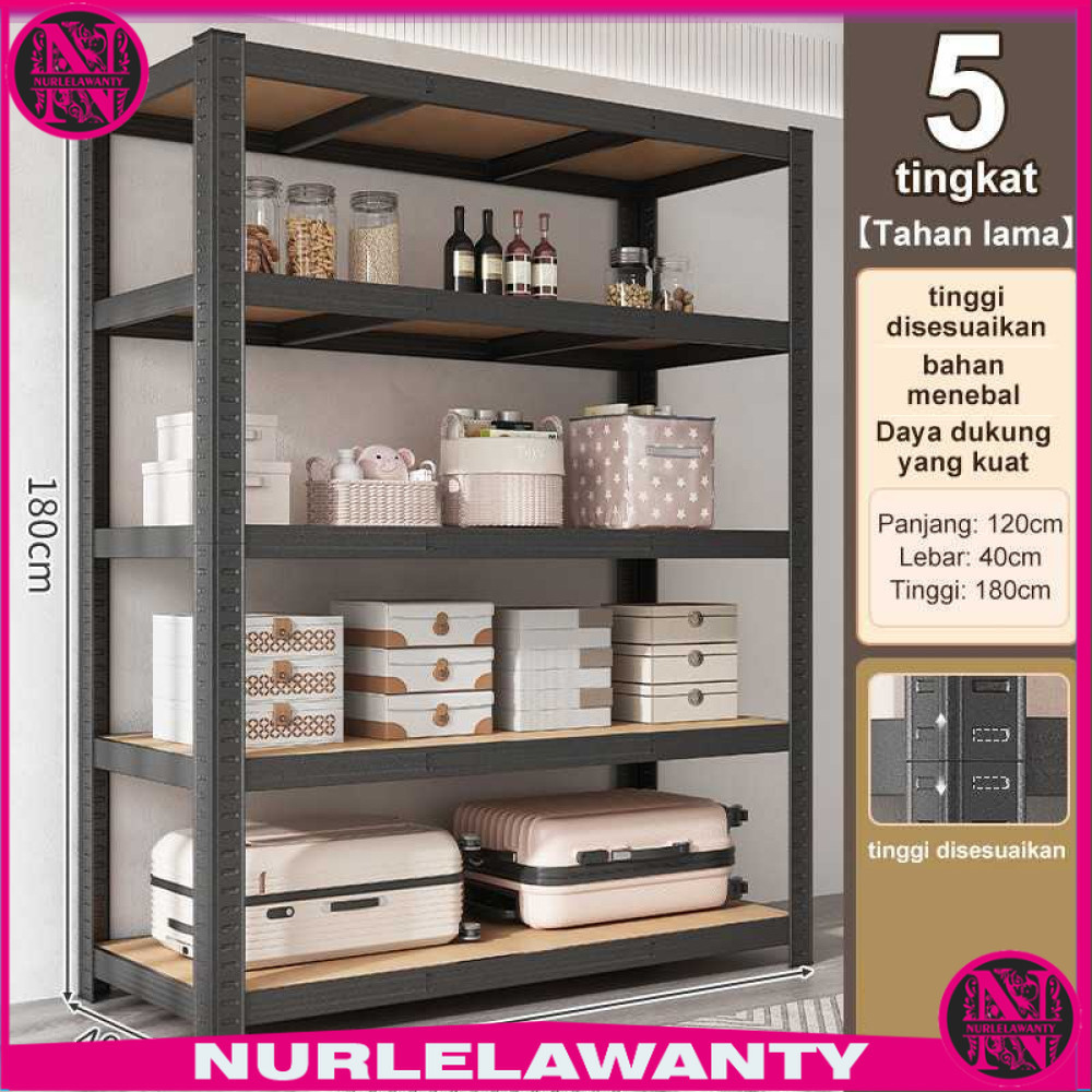 

- TaffHOME Rak Susun Multifungsi Iron Steel Rack Adjustable 5 Layer - ST588 -