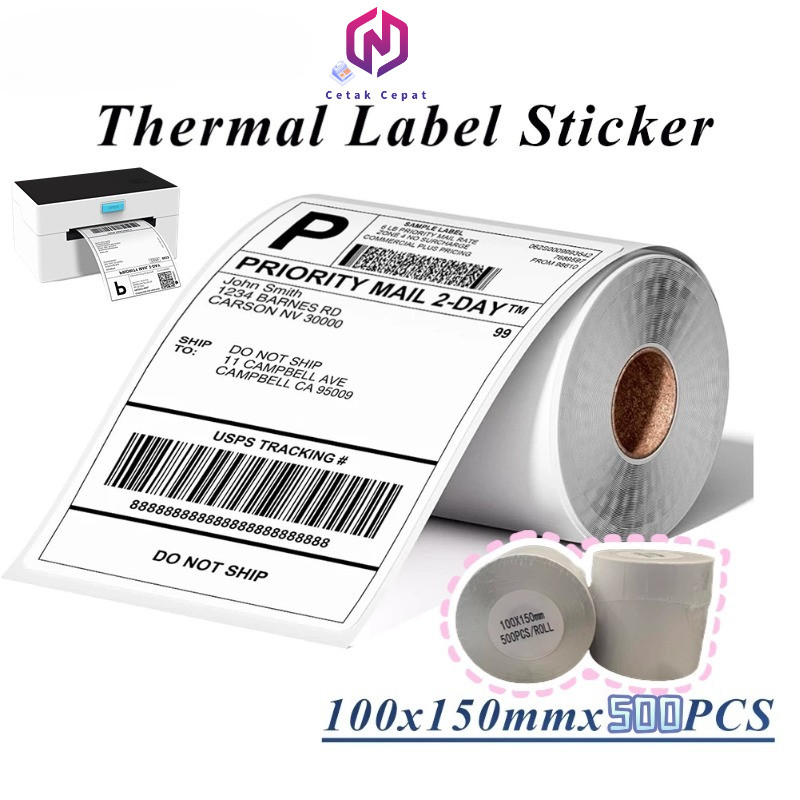 

Thermal Paper 100 x 150mm A6 - 500 pcs - Sticker Label Kertas Resi Shipping Label Untuk support PP-TP461 Printer